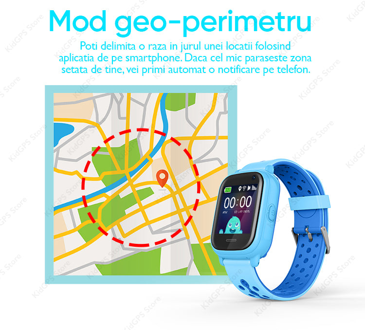 Ceas smartwatch GPS copii TechONE KT04, Negru Ceas smartwatch GPS copii TechONE KT04, Negru